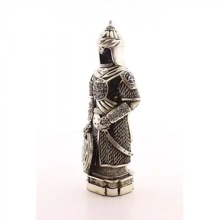 Zırhlı Cevşen Ayetli Asker Gümüş Biblo 3 Boyutlu Küçük Boy 24 cm-022