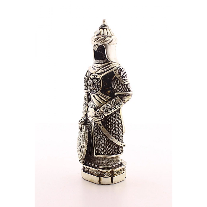 Zırhlı Cevşen Ayetli Asker Gümüş Biblo 3 Boyutlu Küçük Boy 24 cm-022