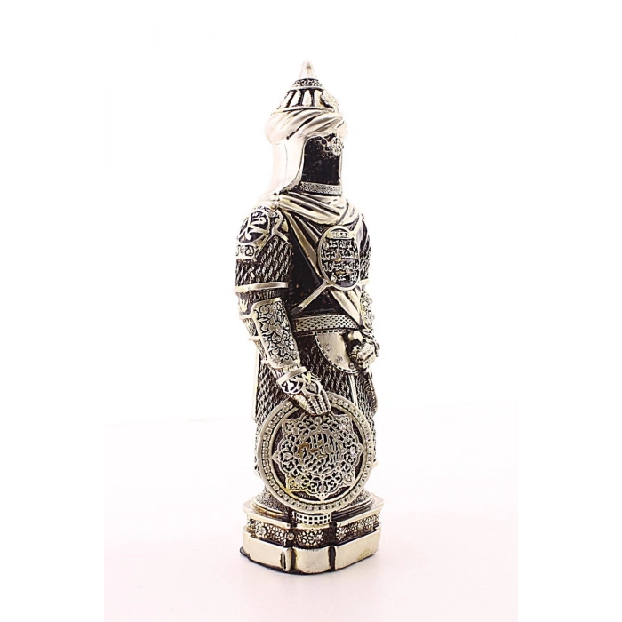 Zırhlı Cevşen Ayetli Asker Gümüş Biblo 3 Boyutlu Küçük Boy 24 cm-022