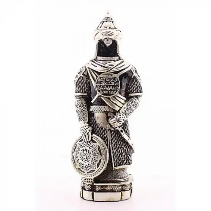 Zırhlı Cevşen Ayetli Asker Gümüş Biblo 3 Boyutlu Küçük Boy 24 cm-022