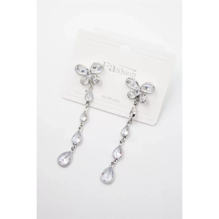 Zirkon Taşlı Küpe - Gümüş