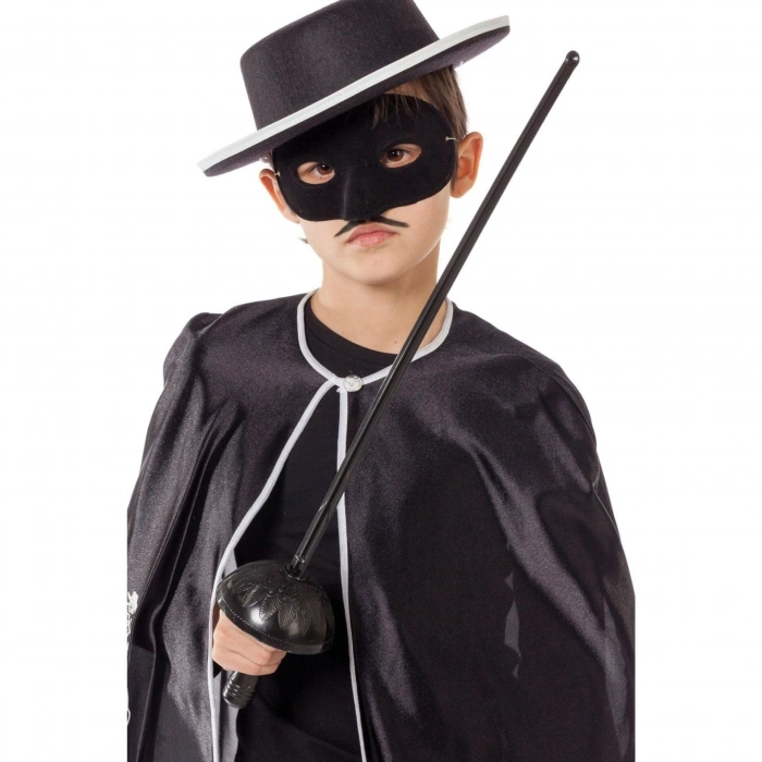 Zorro Kostüm Plastik Aksesuar Seti – Maske ve Kılıç (67 cm)