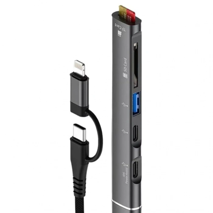 ZR563 Lightning Type-C 5 İn 1 Usb Hub Card Reader