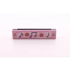 1 Adet Ahşap Mızıka 16 Delikli Çift Sıralı Pembe Desenli Çocuk Mızıka 