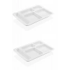 10 Adet  5 Bölmeli Kırılmaz Tabldot Tabak Self Servis Yemekhane Okul Lokanta Tabildot (40 cm x28 cm)