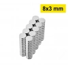 10 Adet 8x3mm Yuvarlak Neodyum Mıknatıs Güçlü Nikel Kaplamalı Kaliteli Dayanıklı Magnet