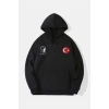 10 Kasıma Özel Üç İplik Kapüşonlu Baskılı SweatShirt - Siyah -