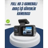 1080p Üç Kameralı Araç Kamerası Wi-fi Destekli Park Modu Ve G-sensörlü