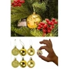 12 Adet Gold 2,5 Cm Mini Yılbaşı Topu, Noel Çam Ağacı Topu, Süs Topu