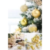 12 Adet Gold 2,5 Cm Mini Yılbaşı Topu, Noel Çam Ağacı Topu, Süs Topu