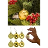 12 Adet Gold 2,5 Cm Mini Yılbaşı Topu, Noel Çam Ağacı Topu, Süs Topu