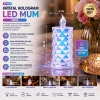 12 ADET LED CANDLE LAMP ORTA BOY= ÇAP:5CM - Y: 12CM PİLLİ LED MUM MİKA KRİSTAL PLASTİK YAKUT-13636 (4887)