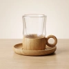 12 Parça Çay Seti - Bambu Bardak Altığı - Çift Cidarlı Cam - 150 ml