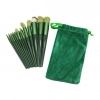 13PCS YEŞİL KADİFE TORBALI MAKYAJ FIRÇA SET (4887)
