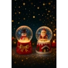 2 Adet Led Işıklı Mini Kar Küresi 6,5 cm – Noel Baba & Kardan Adam Dekoratif Işıklı Biblo