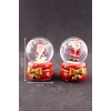 2 Adet Yeni Yıl Noel Baba Temalı Kurdele Detaylı Mini Boy Işıklı Kar Küresi 6,5 cm B