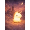 2li Set RGB Led Unicorn Gece Lambası Yumuşak Silikon – Mavi Unicorn Tema 450 ml Çift Katman Suluk