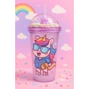 2li Set RGB Led Unicorn Gece Lambası Yumuşak Silikon – Mor Unicorn Tema 450 ml Çift Katman Suluk