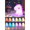 2li Set RGB Led Unicorn Gece Lambası Yumuşak Silikon – Yeşil Unicorn Tema 450 ml Çift Katman Suluk