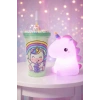 2li Set RGB Led Unicorn Gece Lambası Yumuşak Silikon – Yeşil Unicorn Tema 450 ml Çift Katman Suluk