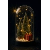 Yeni Yıl Hediye Led Işıklı Fanus İçinde 2 Çam Ağacı ve Hediye Temalı Noel Yılbaşı Gece Lambası