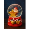 Yılbaşı Temalı LED Işıklı Yıldızlı Noel Baba Kar Küresi 9 cm Orta Boy Yeni Yıl Süsü - 48