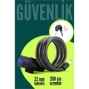 22mm Çelik Halatlı Bisiklet Kilidi - 200cm Anahtarlı Scoooter Motosiklet Kilidi 722487