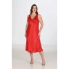 2li Kırmızı Sabahlık Takımı Bigsize 6226