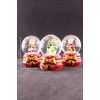3 Adet Yeni Yıl Noel Baba Temalı Kurdele Detaylı Mini Boy Işıklı Kar Küresi 6,5 cm B