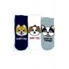 3 Çift Sevimli Köpek Temalı Baskılı Yumuşak Kadın Bilek Çorap