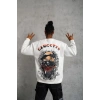 3 İplik Gangster Baskılı Sweatshirt - Beyaz -