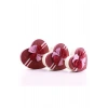 3 Lü Set Kalp Şeklinde Kurdeleli Karton Kutu Kırmızı - Bej