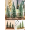 3 Lü Set Nevada Mini Çam Ağaçları Meşe Kütük Üzerinde Yılbaşı Hediyesi  16-12-10  cm