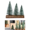 3 Lü Set Nevada Mini Çam Ağaçları Meşe Kütük Üzerinde Yılbaşı Hediyesi  16-12-10  cm