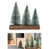 3 Lü Set Nevada Mini Çam Ağaçları Meşe Kütük Üzerinde Yılbaşı Hediyesi  16-12-10  cm