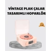 3-ü-1 Gece Işığı Bluetooth Hoparlör Ve Dijital Saat Vintage Plak Çalar Tasarımlı