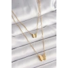 316L Çelik Gold Renk 2Li Simli Kelebek Model Kadın Kolye - TJ-BKO9928