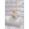 316L Çelik Gold Renk Beyaz Mineli Kız Figür Tarot Kolye - TJ-BKO9027