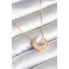 316L Çelik Gold Renk Beyaz Sedefli Hilal Model Kadın Kolye - TJ-BKO8362
