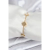 316L Çelik Gold Renk Beyaz ve Zirkon Taşlı Baby Boy Yonca Kadın Bileklik - TJ-BB7955