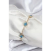 316L Çelik Gold Renk Buz Mavisi Baby Boy Yonca Kadın Bileklik - TJ-BB7948