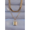 316L Çelik Gold Renk Çift Zincir Kilit Model Kolye - TJ-BKO8941