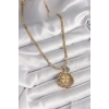 316L Çelik Gold Renk İtalyan Zincir Dorika Yonca Model Nazar Boncuk Detay Kadın Kolye - TJ-BKO9875