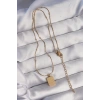 316L Çelik Gold Renk Kare Charm Model Kolye - TJ-BKO8928