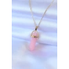 316L Çelik Gold Renk Kristal Pembe Taş Model Kadın kolye - TJ-BKO7472
