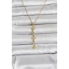316L Çelik Gold Renk Kutup Yıldızı Y Model Zirkon Taşlı Kadın Kolye - TJ-BKO11049