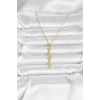 316L Çelik Gold Renk Kutup Yıldızı Y Model Zirkon Taşlı Kadın Kolye - TJ-BKO11049