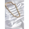 316L Çelik Gold Renk Lazer Kesim Arpa Zincir Model Kadın Kolye - TJ-BKO8285
