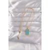 316L Çelik Gold Renk Mavi Mineli Tarot Kolye - TJ-BKO9030
