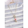 316L Çelik Gold Renk Renkli Kalp Figür Charm Model Kadın Kolye - TJ-BKO9320